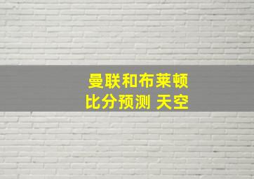 曼联和布莱顿比分预测 天空